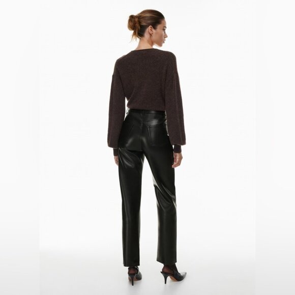 NWT Aritzia Wilfred Melina Pant in Japanese vegan leather black size 12 - Picture 3 of 10
